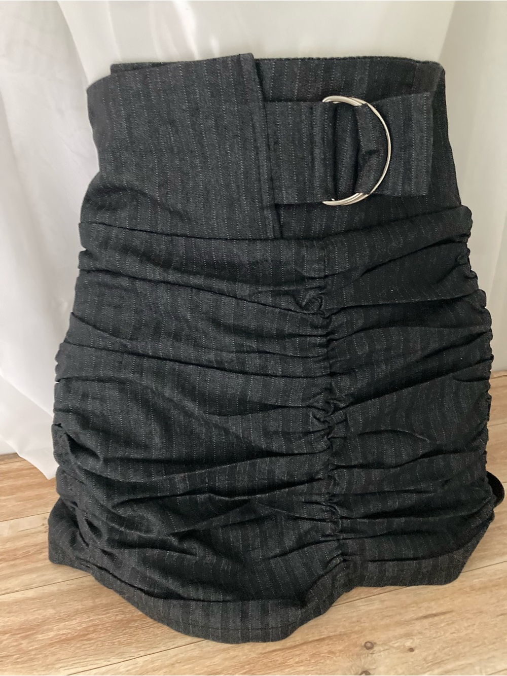 Unbranded Ruched Mini Skirt Office Siren Y2K High Waist Pinstripe S